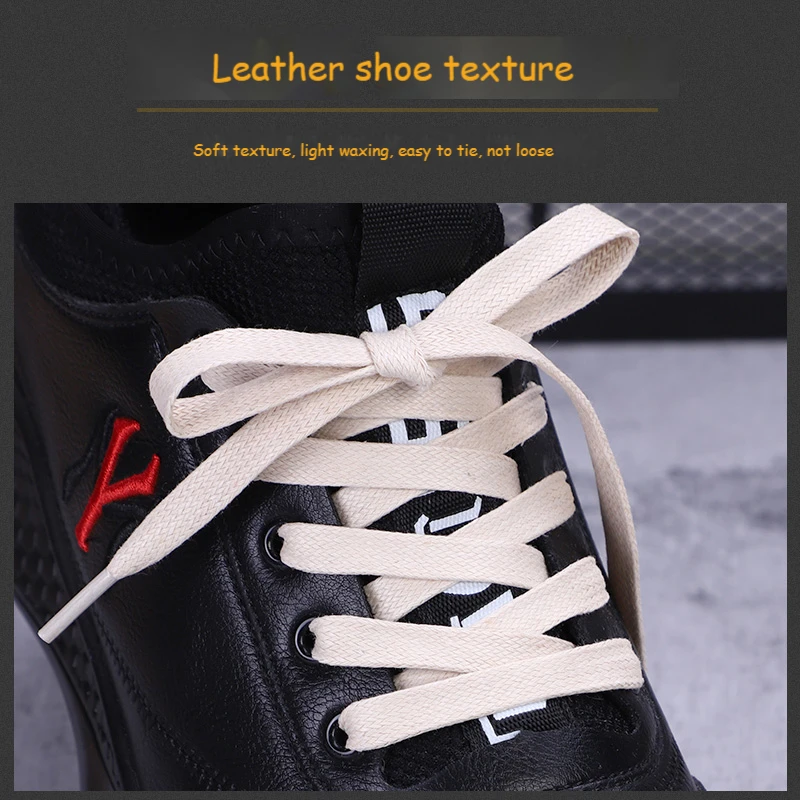 1 Pair Waxed Cotton Shoelaces 0.8CM Width Flat Waterproof Shoe Laces Unisex Boots Casual Sneakers Shoelace Leather Laces Shoes
