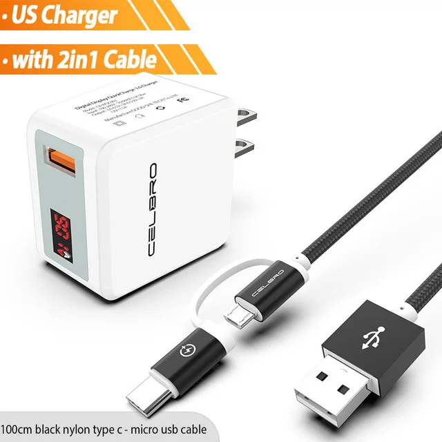 US Charger Set Быстрая зарядка 3,0 USB быстрое зарядное устройство QC 3,0 QC3.0 настенное зарядное устройство адаптер для samsung Galaxy S9 huawei FCP Xiaomi LG светодиодный мобильный телефон - Тип штекера: US Charger Set