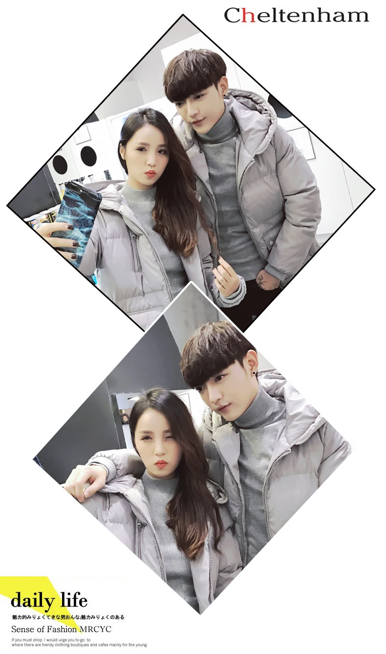 Couples Korean Slim men and women models over knee thickening long down jacket coat cotton men's cotton jacket winter Parkas