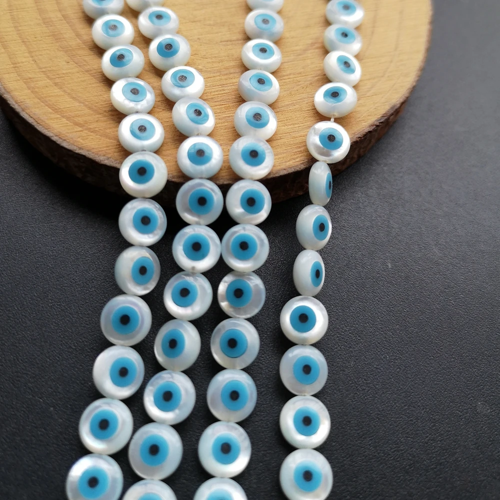60 шт./лот 6 мм круглые синие сглаза Швабра бусины натуральные голубые