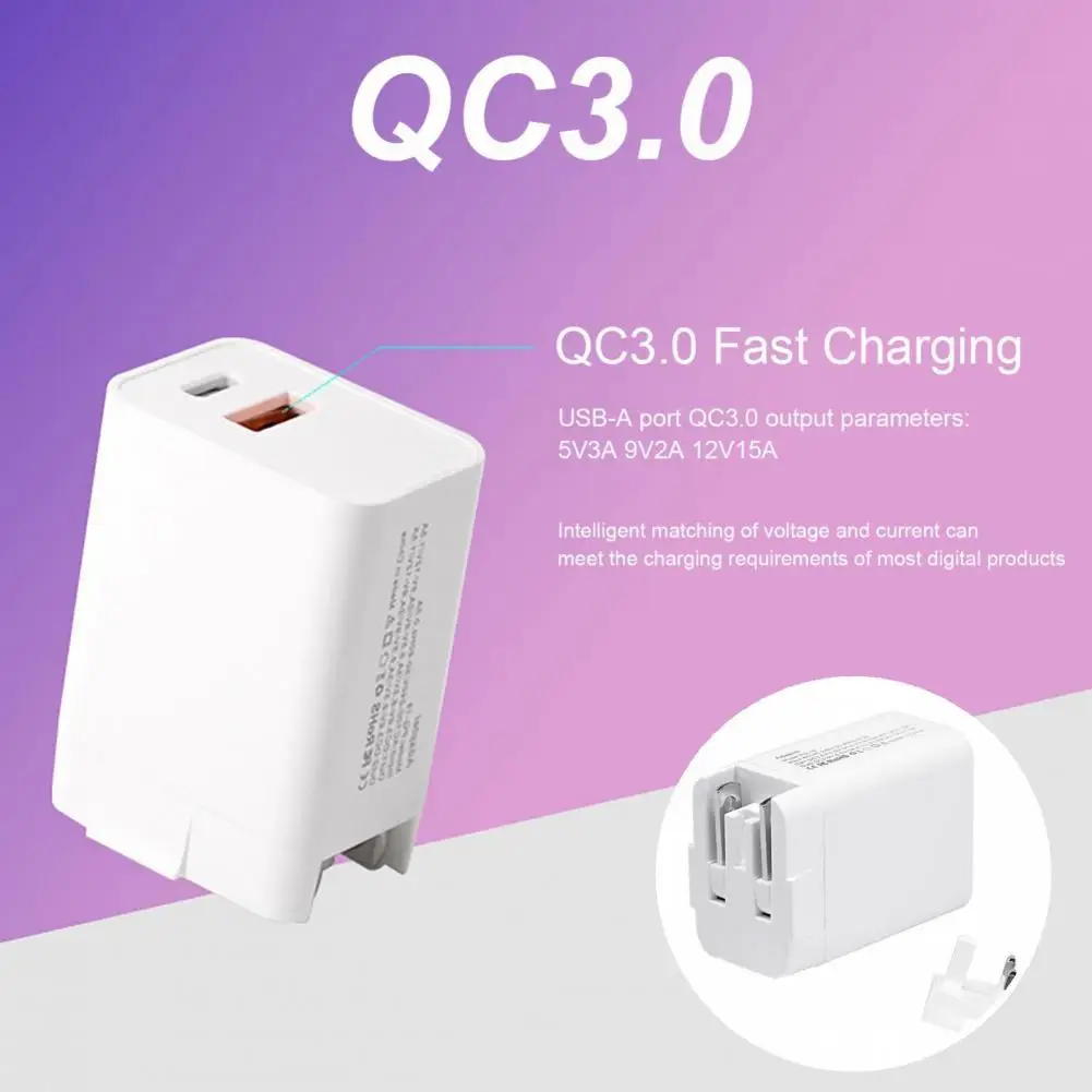 

Foldable High-quality QC3.0 PD18W USB Type-C Plug Play Charging Charger Mini USB Charger Anti-interference for Car
