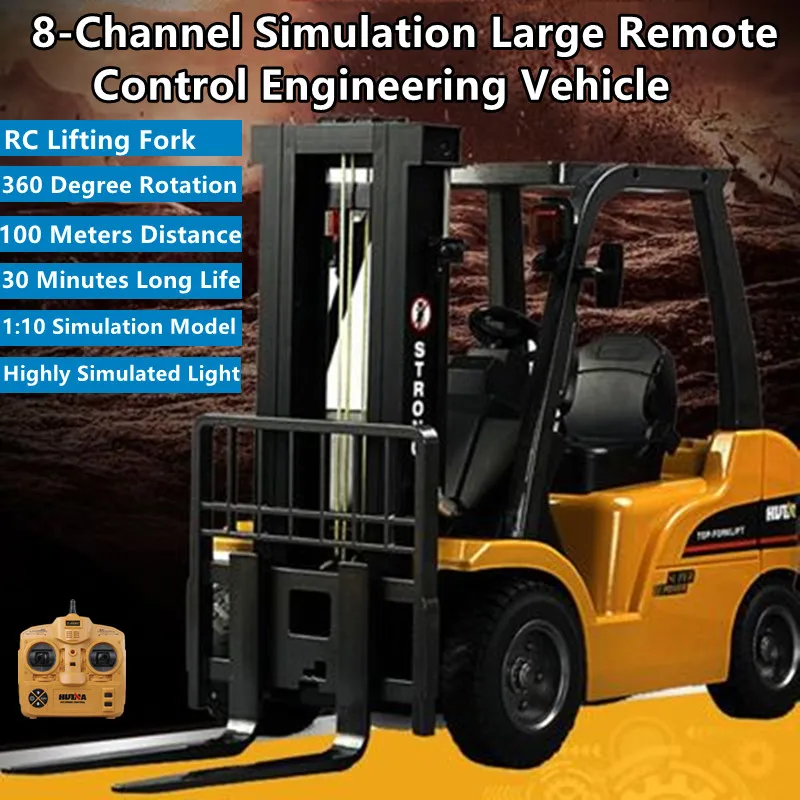 

8CH Simulation Large Remote Control Engineering Car 30Mins 100M Alloy Material 360 Degree Rotation Liftable Wishbones RC Truck