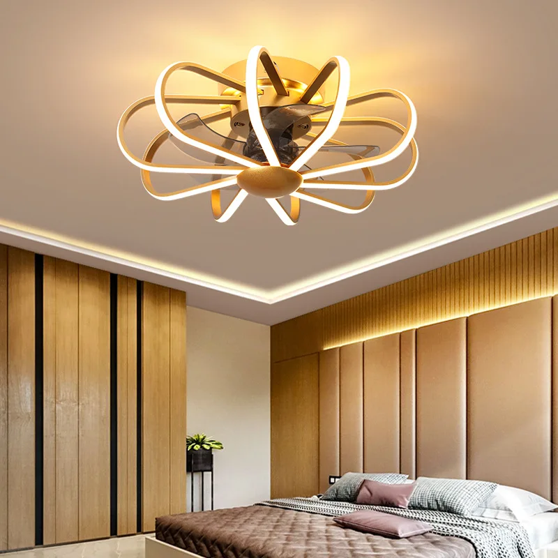 

55CM Nordic LED ceiling fan lamp with lights remote control bedroom decor modern ceeling fans with light ventilator lamp Silent