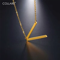 collare choker necklace stainless steel alfabet pendant goldblack color letter v initial jewelry statement necklace women n028