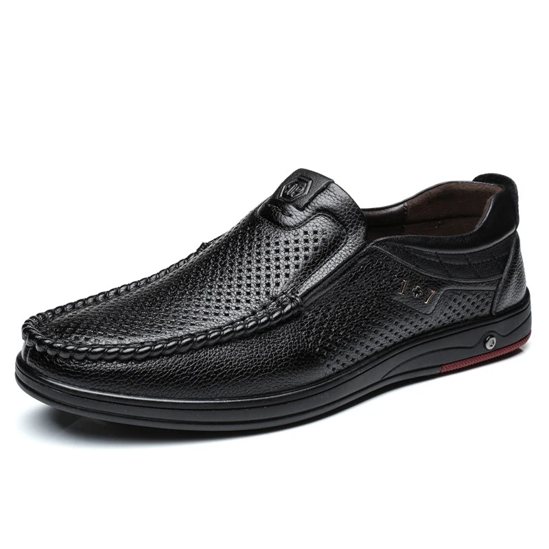 Plus Size Men Genuine Leather Shoes Casual Loafers Comfortable Quality Flats Breathable Moccasins | Обувь