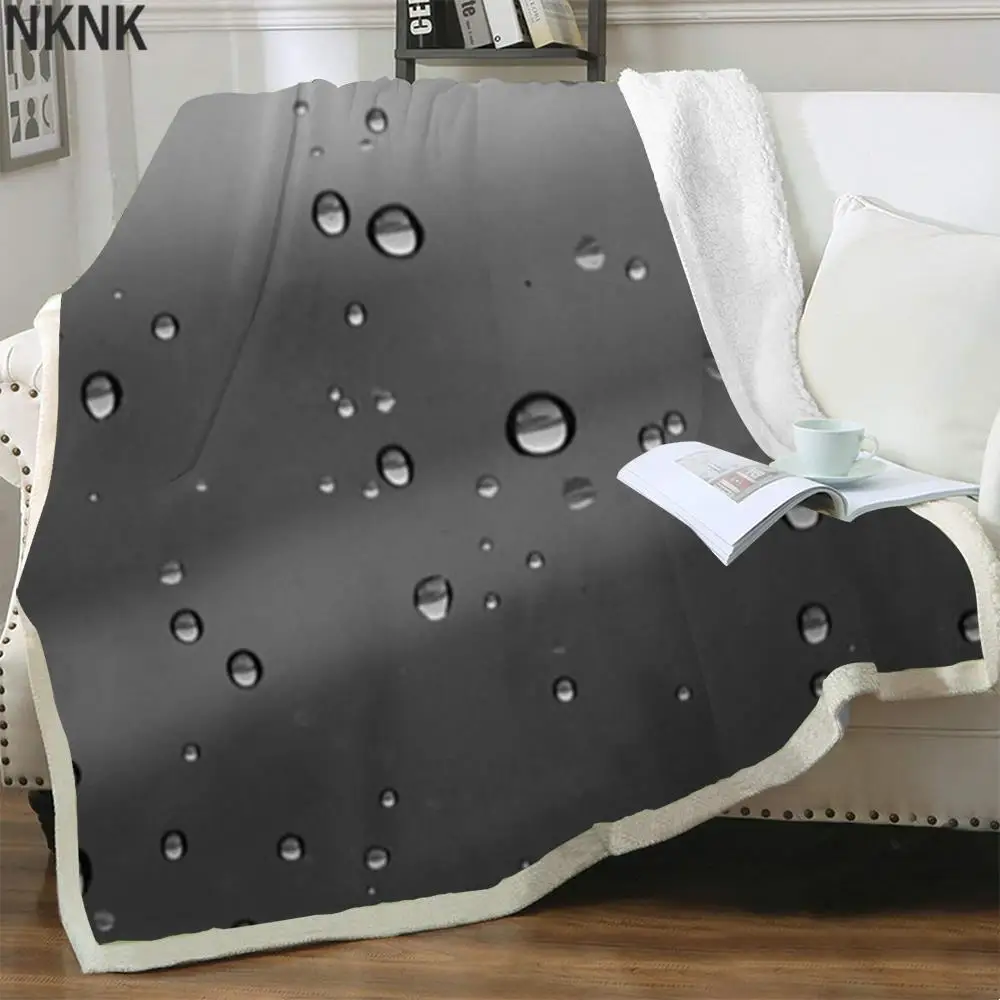 

NKNK Brank Raindrop Blanket Retro Bedding Throw Novel Plush Throw Blanket Gray 3D Print Sherpa Blanket New Vintage Pattern Cozy