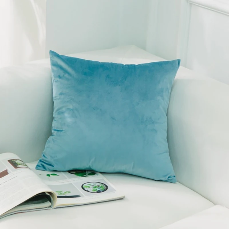 17 Nordic Style Velvet Pillowcase Simple Solid Throw Cushion Covers Square Pillow Cover for Bedroom Sofa Living Room Decoration - Цвет: 17