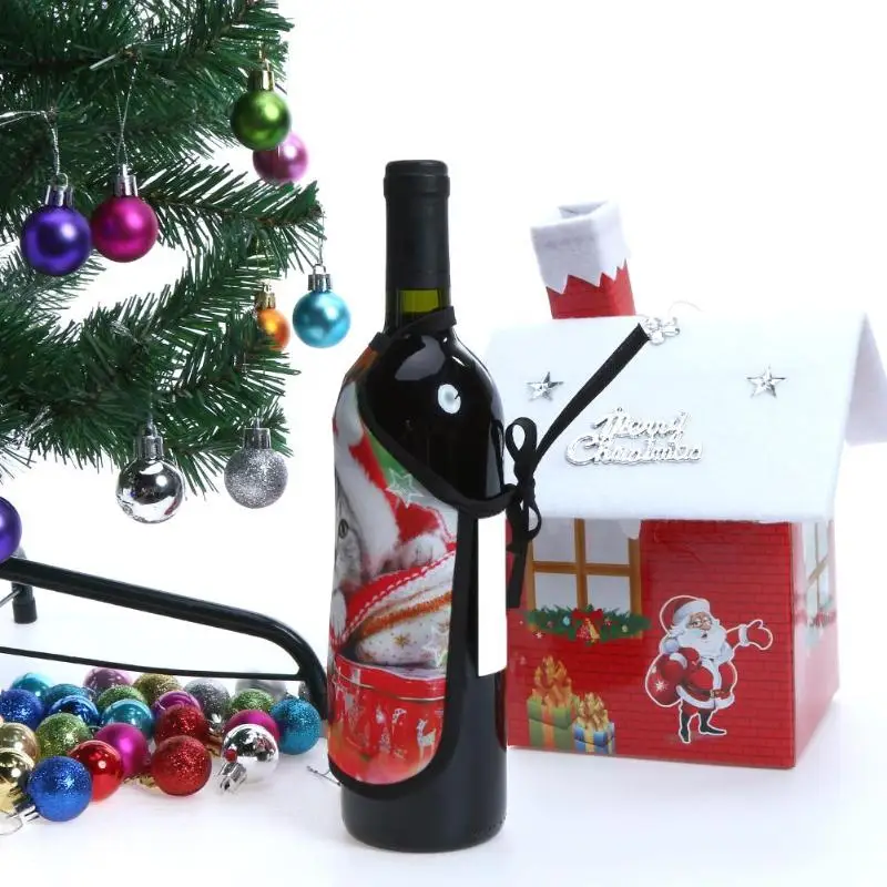 Рождественский мини-фартук крышка для бутылки с красным вином бар KTV винный чехол