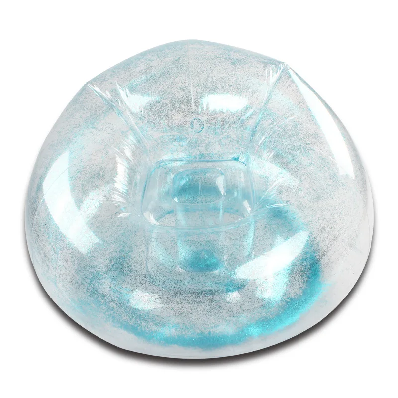 

Transparent Shiny Inflatable Beanbag Chair Transparent Sequin Folding Portable PVC Inflatable Outdoor Lazy Sofa Outdoor Camping