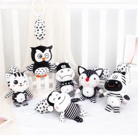 newborn bed bells soft plush rattles toys for 0 6 12 months crib hanging music pendant travel stroller cot acc black and white