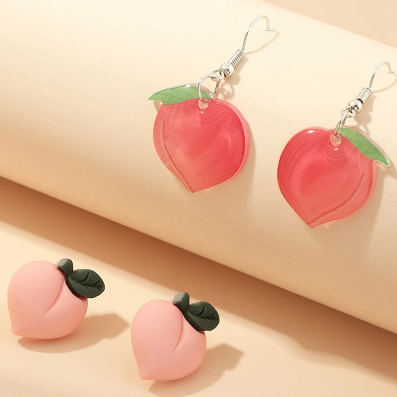 Новые модные милые серьги гвоздики в форме фруктов Милые украшения виде цветов