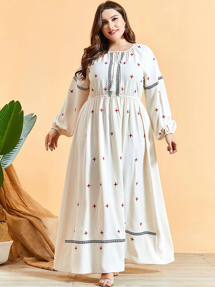 Женское платье с вышивкой Siskakia длинное в национальном стиле трапециевидной