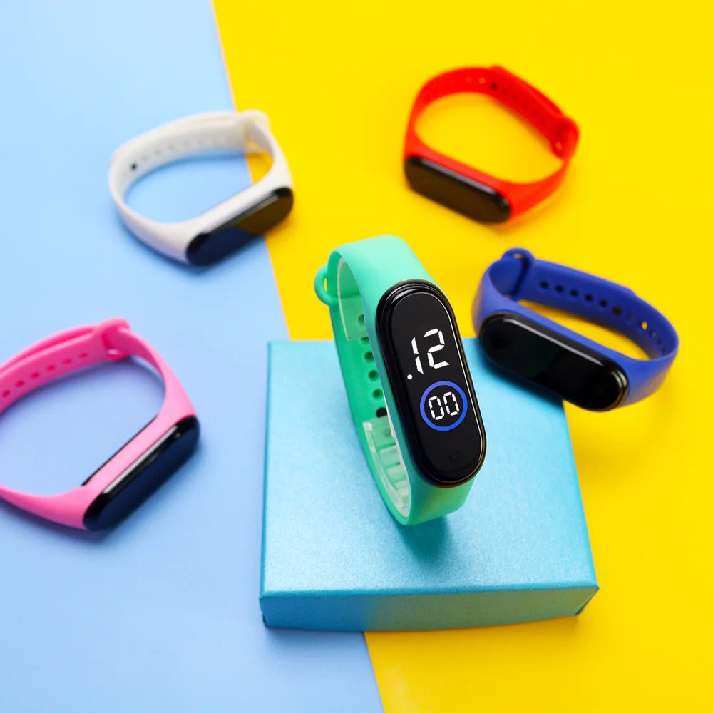 

Часы Детские светодиодные с резиновым ремешком, спортивные цифровые для мальчиков и девочек, с белой подсветкой, 2020