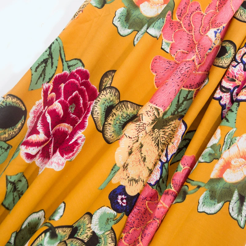 

50*150cm Vintage Chinese Style Cotton Silk Rayon Fabric Ethnic Style Phoenix Peony Pattern Twill Fabric Diy Handmade Patchwork