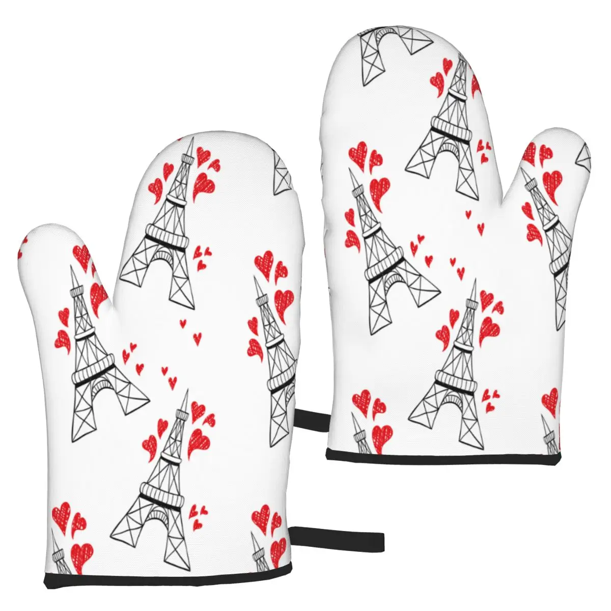 

Microwave Oven Gloves Eiffel Tower Purple Background Pattern (1) 2Pcs Mitten Insulated Heatproof Resistant Baking Gloves