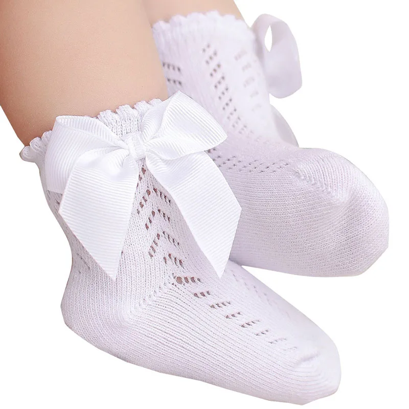 Детские милые белые носки принцессы Мягкие сетчатые в стиле &quotЛолита&quot с бантом