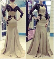 free shipping 2018 elegant arabic kaftan women with long sleeves applique satin dubai evening gown mother of the bride dresses