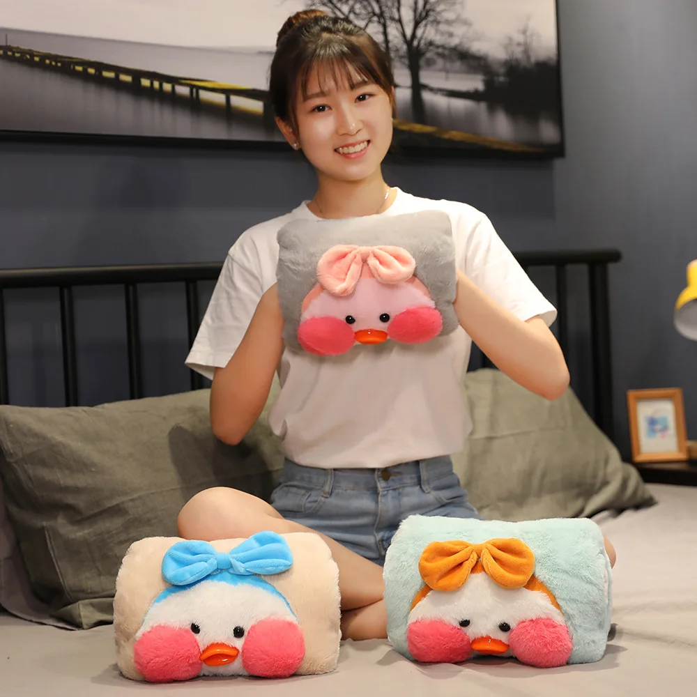 Зимняя длинная плюшевая желтая кофейная утка милый подарок для девушки часы ко