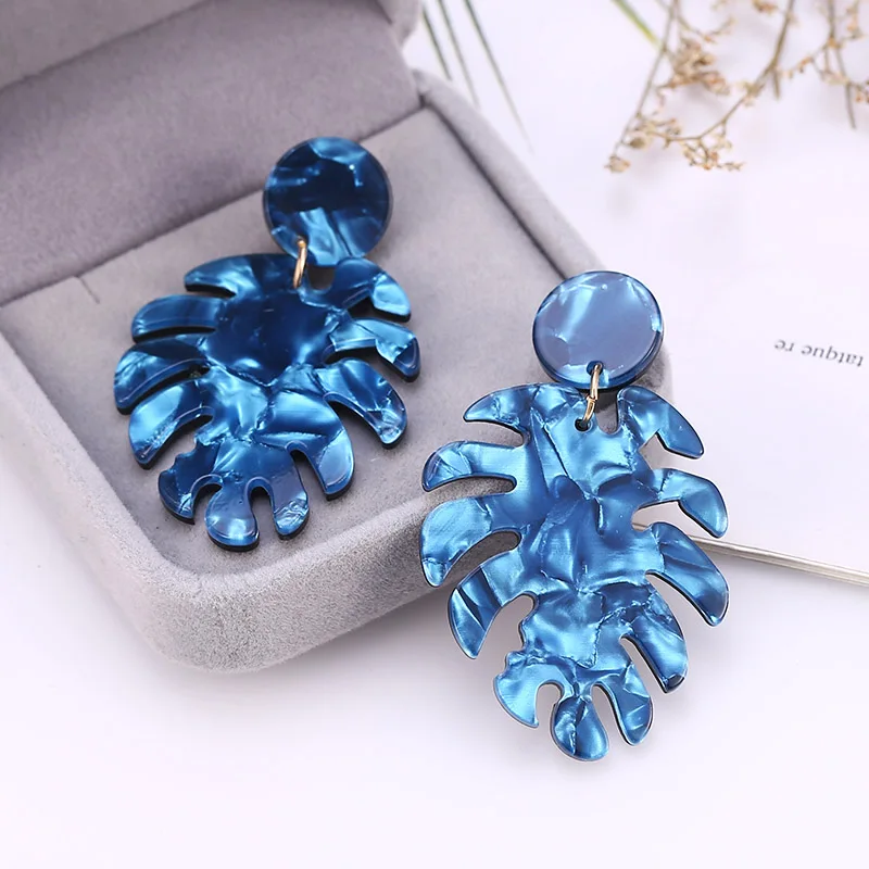 Blue HOCOLE модные геометрические серьги в форме сердца из смолы для женщин, винтажная имитация жемчуга, Золотая подвеска и серьги-подвески, ювелирные изделия Brincos - Окраска металла: Blue