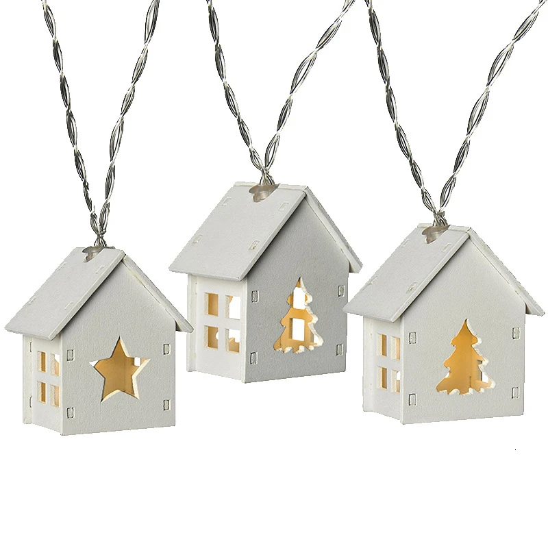 Миниатюрная гирлянда из медной проволоки в форме домика 10 светодиодов