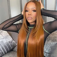 alifitov ginger lace%c2%a0front%c2%a0wigs long kinky straight wig colored human hair wigs transparent lace wigs with baby hair for women