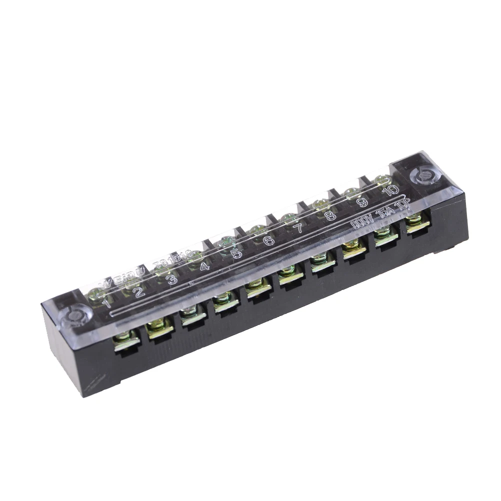 Dual Rows 10 Positions Screw Terminal Block Strip 600V 15A w Cover TB-1510 Barrier | Обустройство дома