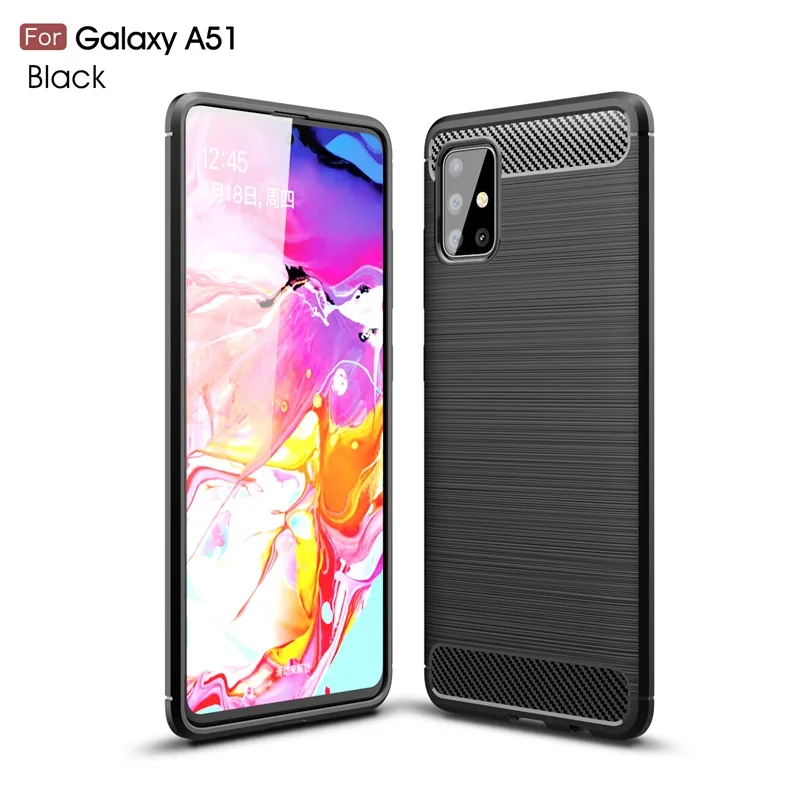 Для samsung Galaxy A71 A51 чехол мягкий силиконовый из углеродного волокна ударопрочный