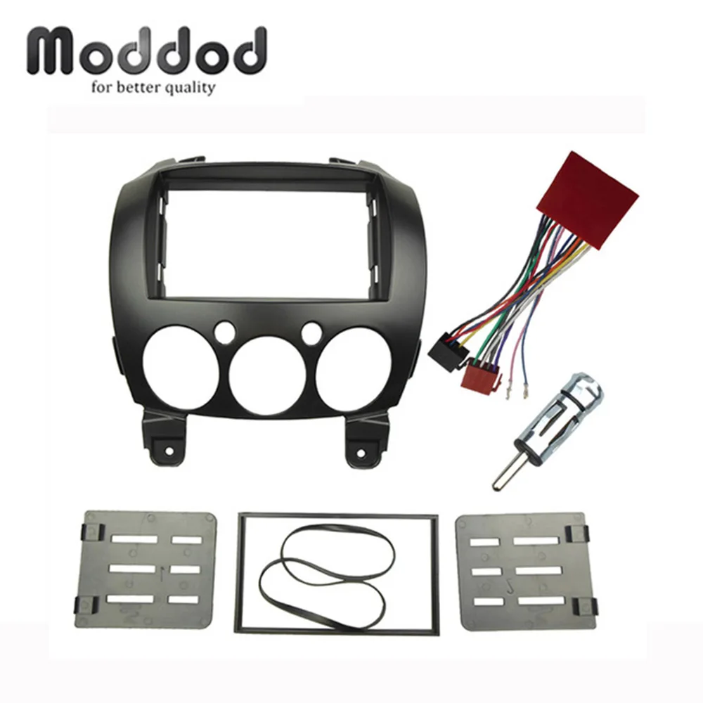 Двойная Din радиопанель для Mazda Demio 2007 + с ISO проводной антенной адаптер установка