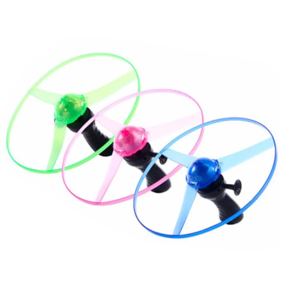 

2021 hot sale 1pc Fun outdoor sports pull line saucer toys LED lighting UFO parent-child interaction Creative 7 color spin-off