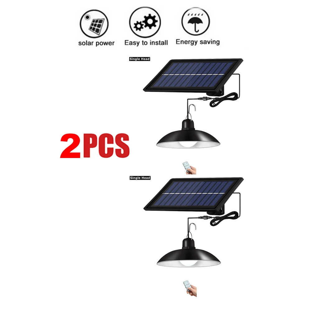 

2pcs remote 30 led 2 head Retro Lampshade LED Solar Lights Outdoor Chandelier Waterproof Pendant Lamps For Indoor Outdoor Yard G