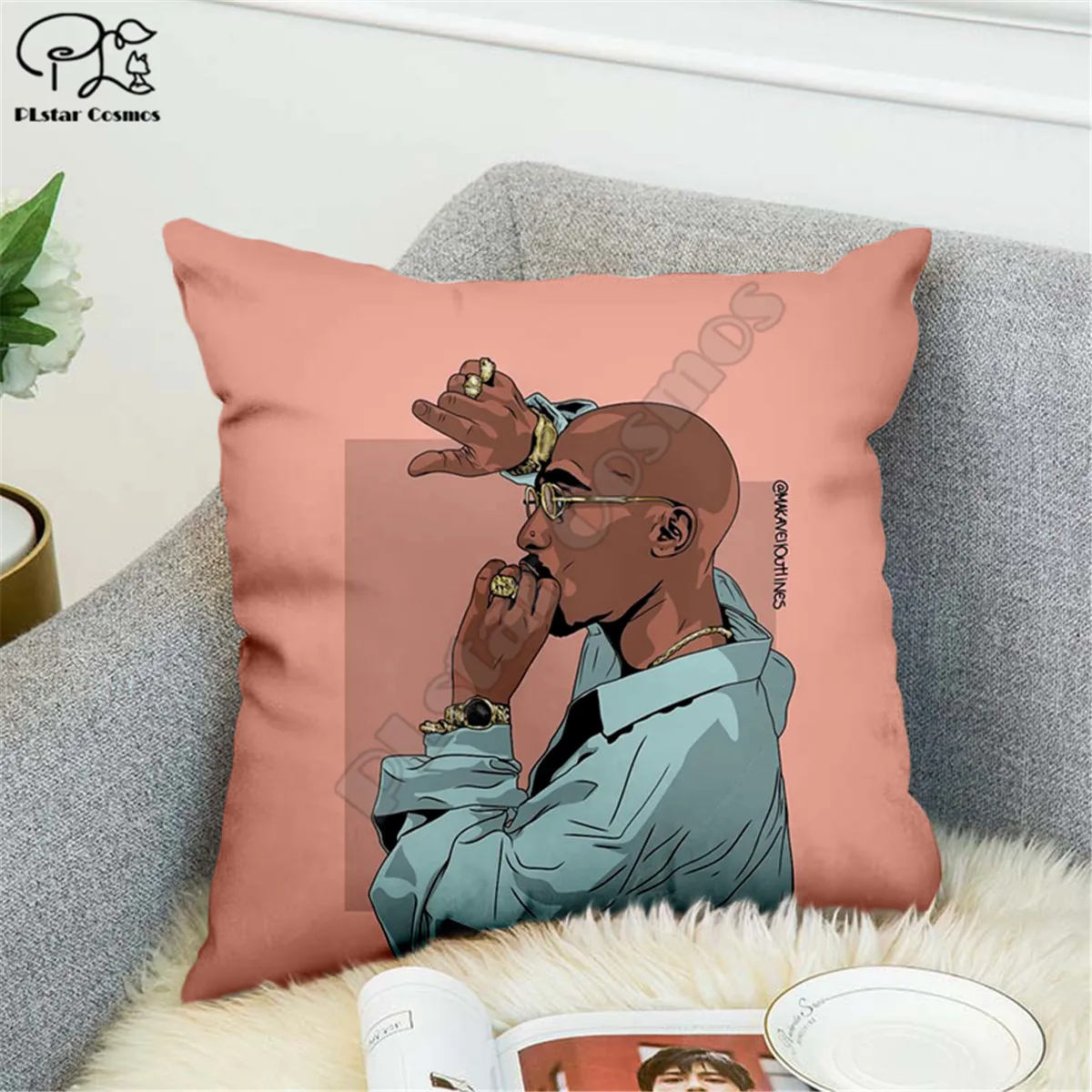 

Character 2Pac pattern 3D printed Polyester Decorative Pillowcases Throw Pillow Cover Square Zipper Pillow cases style-5
