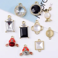 5 pcs alloy dripping oil hat with diamonds pendant diy earrings keychain necklace accessories earring bracelet handmade buttons
