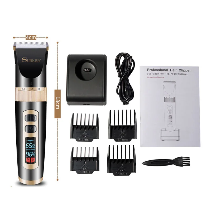 

Surker A8S electric rechargeable electric clipper hair clipper USB smart LCD digital display electric fader