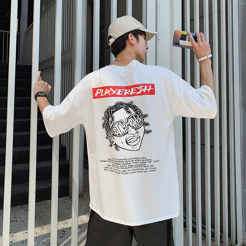 

Japanese Anime Printing Short-sleeved Men' T-shirts Summer New Casual Loose Hip Hop Round Neck Streetwear Top shirts Men