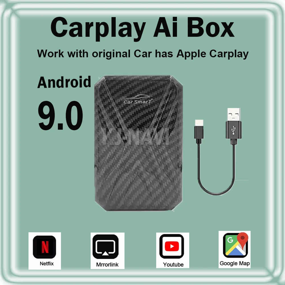 

Автомобильный мультимедийный плеер, Android 9, 4 + 64 ГБ, Carplay, с ИИ-приставкой, беспроводная зеркальная связь, для Apple Carplay, Android Tv Box
