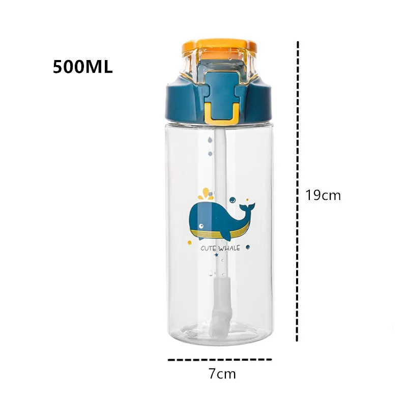 

500ml Cute Water Bottle With Straw Leak-Proof Children Kids Sport Plastic Bottle With Handle BPA Free Drink Bottles