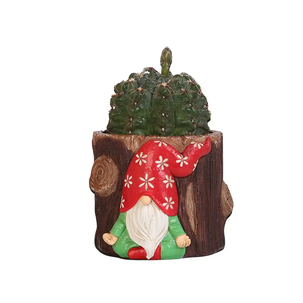 

Succulent Pots With Drainage Cute Resin Succulent Pots Gnome Stump Figurines Planter For Yard House Garden Decor
