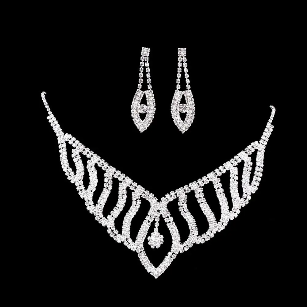 Роскошные свадебные комплекты ювелирных изделий полые сетчатые серьги с