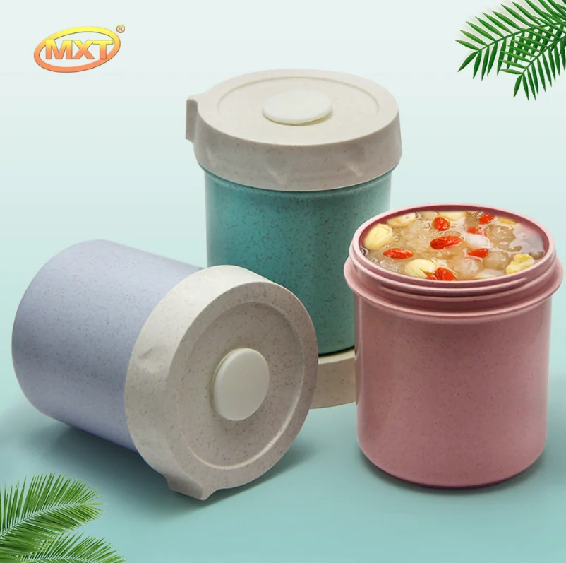 Пшеничная солома суповая чашка герметичный 450 мл круглый стеклянный пластиковый