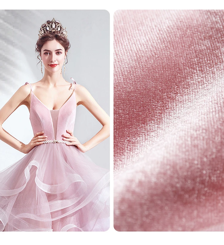 SSYFashion Новое милое розовое вечернее платье сексуальное с v-образным вырезом без рукавов с коротким шлейфом Пышное длинное вечернее платье для выпускного вечера De Noche
