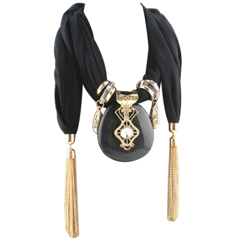

Women Fashion Bohemian Ethnic Jewelry Tassel Water Drop Pendant Scarf Necklace