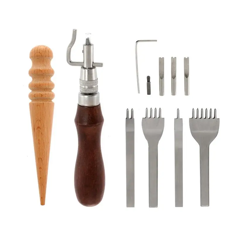

13 In 1 Professional Leather Craft Tools Kit Hand Sewing Stitching Punch Carving Work Punch Leather Tool Set DIY Accessories