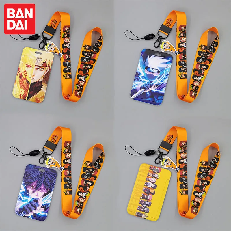 

Naruto Anime Card Cases Card Lanyard Keychain Cosplay Uchiha Sasuke Uzumaki Naruto Badge ID Cards Holders Neck Straps Keychains