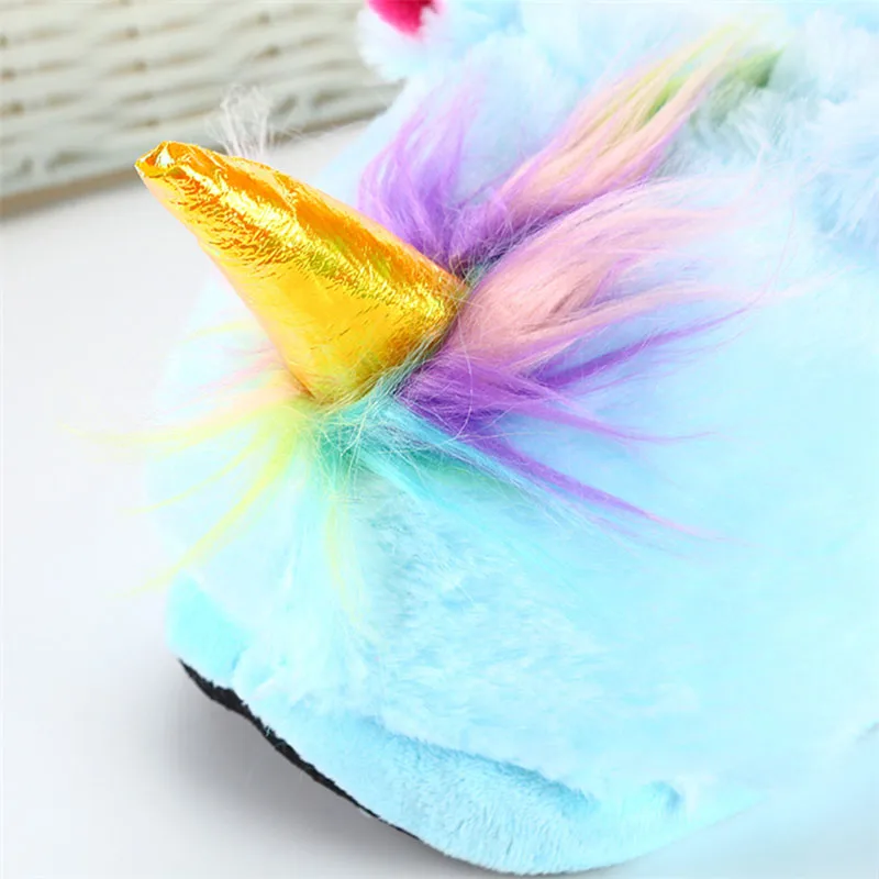 Мультяшные теплые тапочки обувь для взрослых Kigurumis Милая женская с единорогом