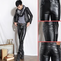 autumn and winter mens leather slim feet pants mens pu leather trousers casual mens pants streetwear ropa de hombre hip hop