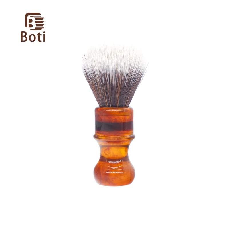 

Boti Brush-Whole Beard Brush Amber Resin Handle and Brown and White Bulb Shape Synthetic Hair Knot Cleaning Beard Tool Kit