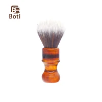 boti brush whole beard brush amber resin handle and brown and white bulb shape synthetic hair knot cleaning beard tool kit