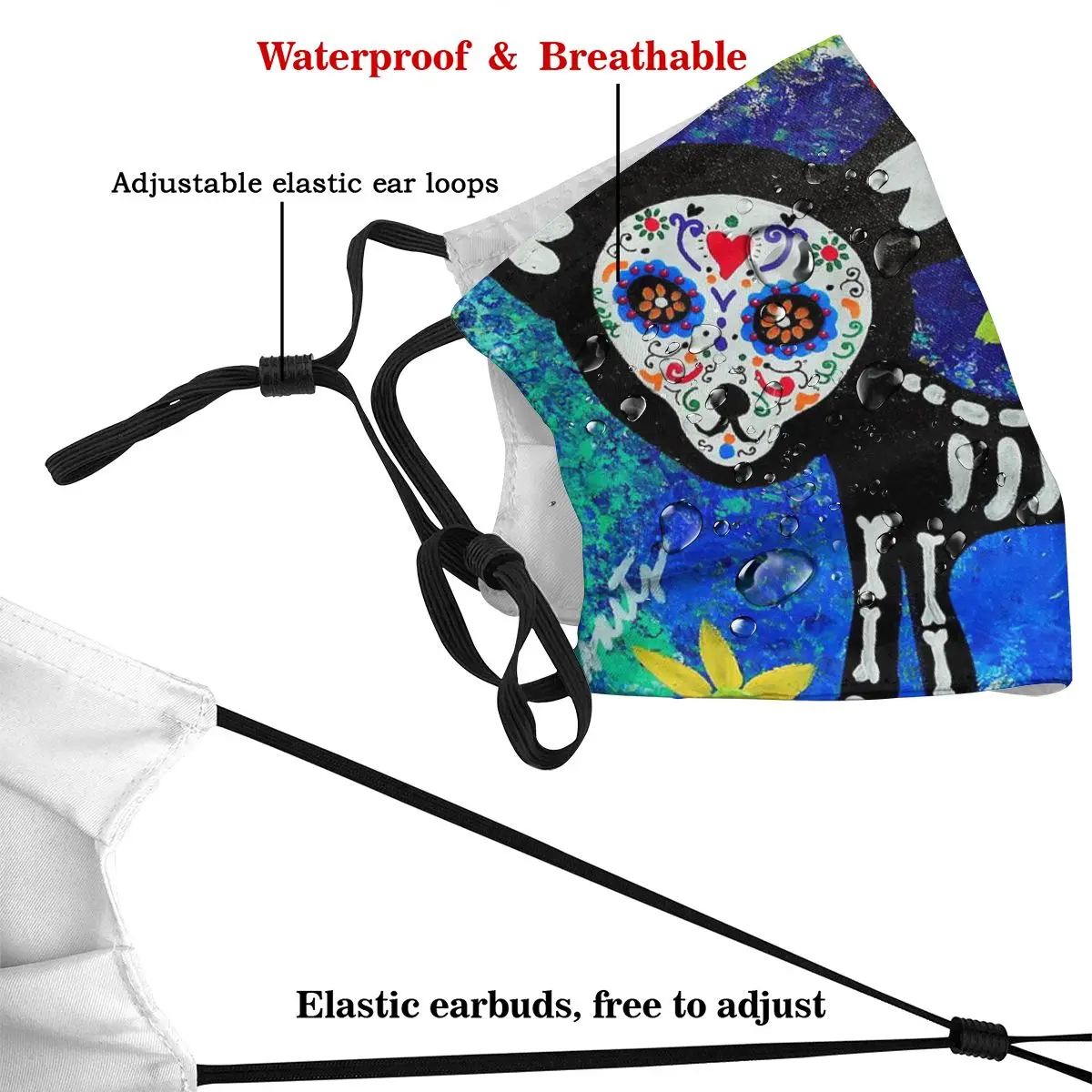 

Dust Mask with Filter Chihuahua Day Of The Dead Mouth Face Mask for Adult Kids Anti Washable Reusable Pollution