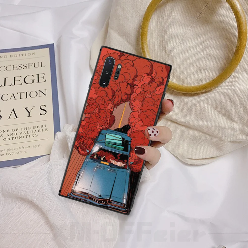 Милый блестящий чехол для телефона Reayou с изображением сцены автомобиля Samsung Note4 5 7