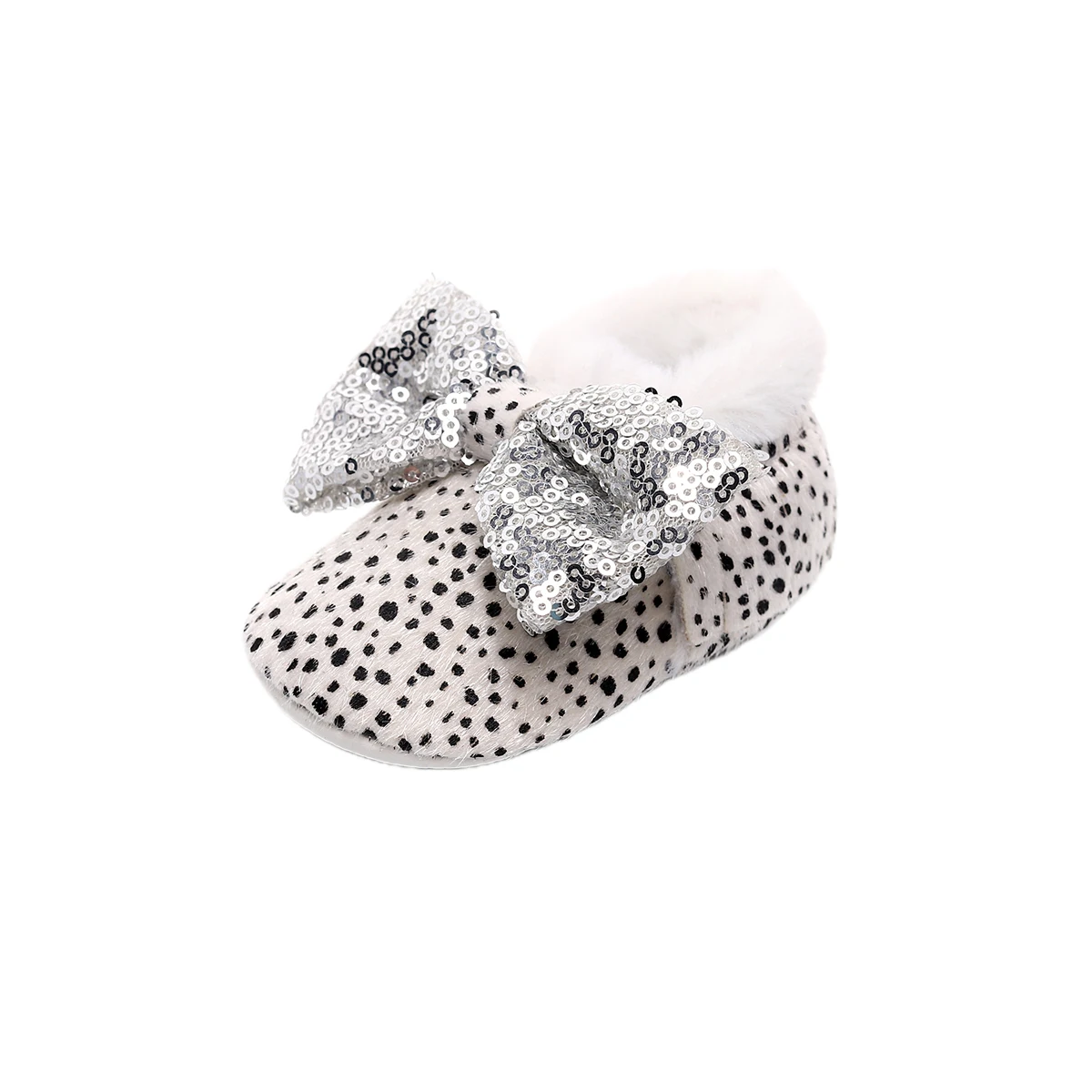 

Infant Baby Lining Slippers Shiny Sequin Bow Leopard Moccasins Soft Sole Toddler First Walking Shoes